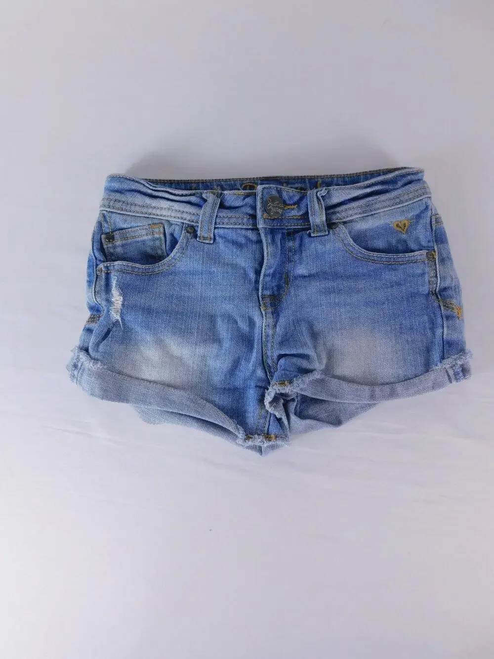 Justice Hot Pants Girls 10 Blue Denim Cutoff Distressed Cuffed Shorts Summer